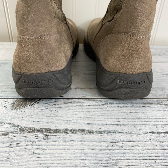 Lands End Boots Tan Suede All Weather Quilted Zip Winter Boots Women’s 7 B - Picture 4 of 10